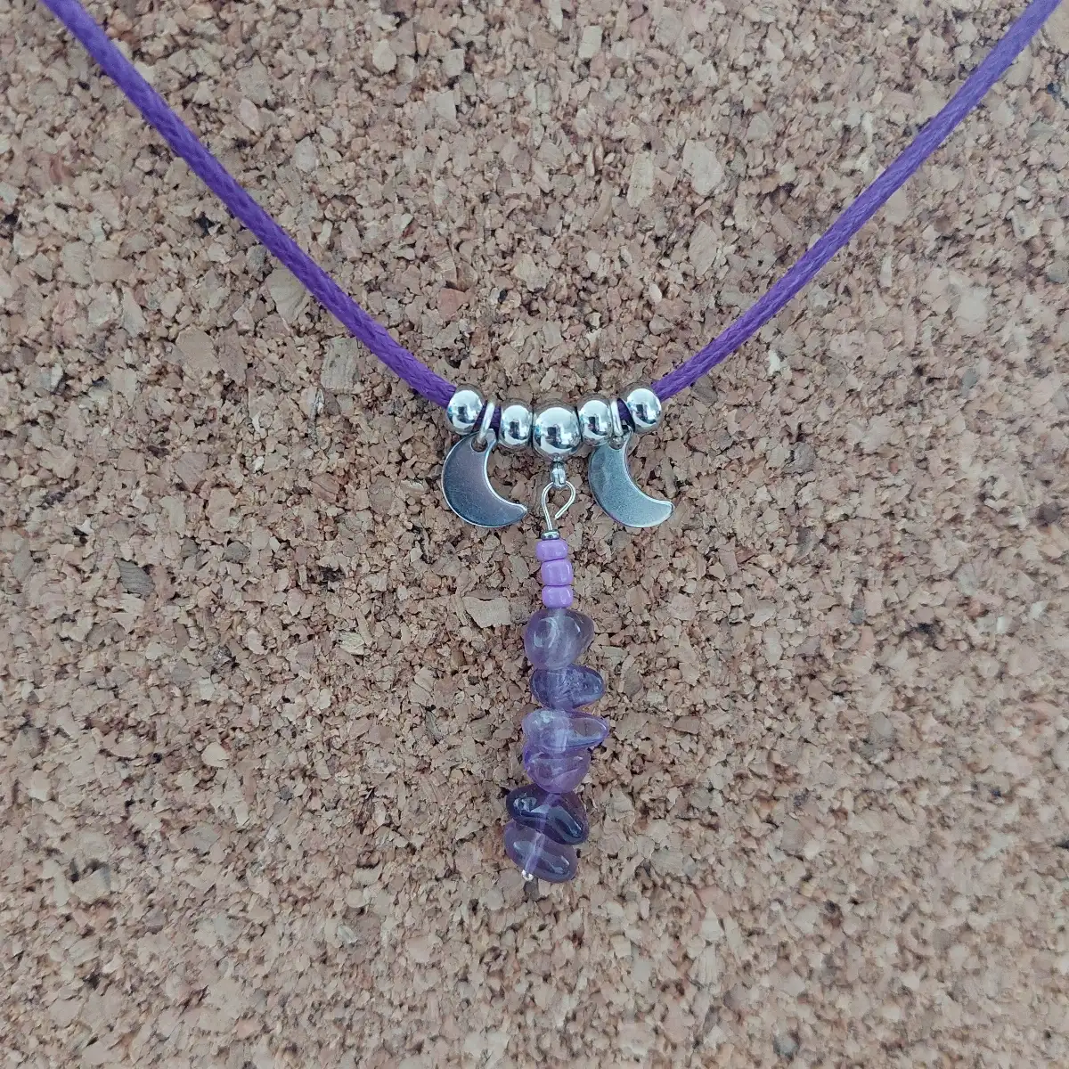 Collier  lune améthyste