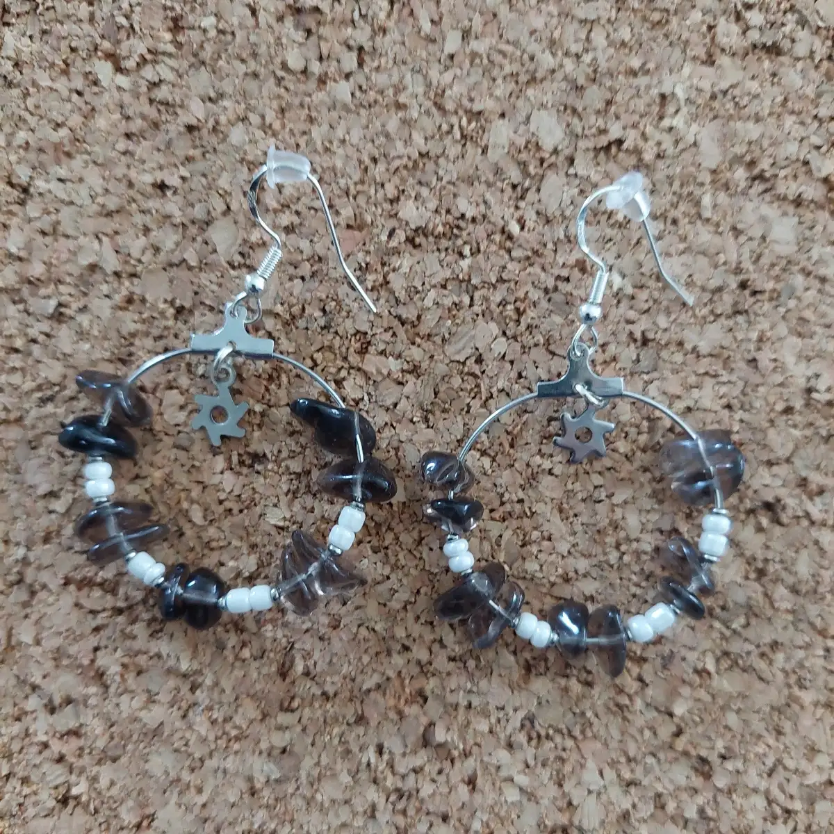Boucles oreille créoles QUARTZ FUME