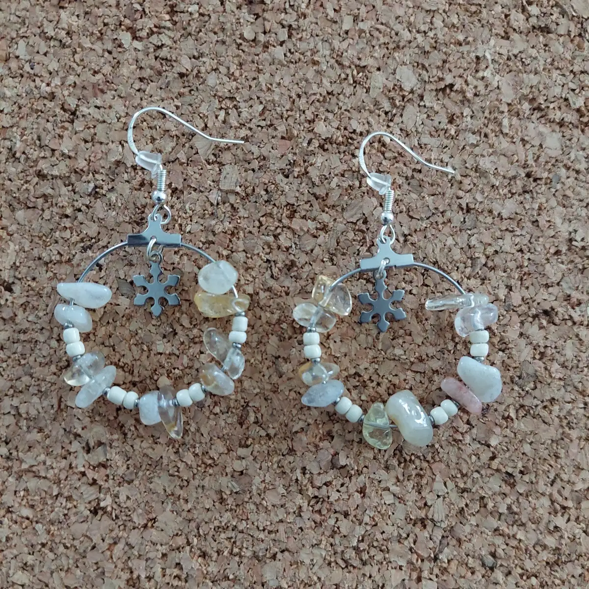 Boucles oreille créoles citrine flocon