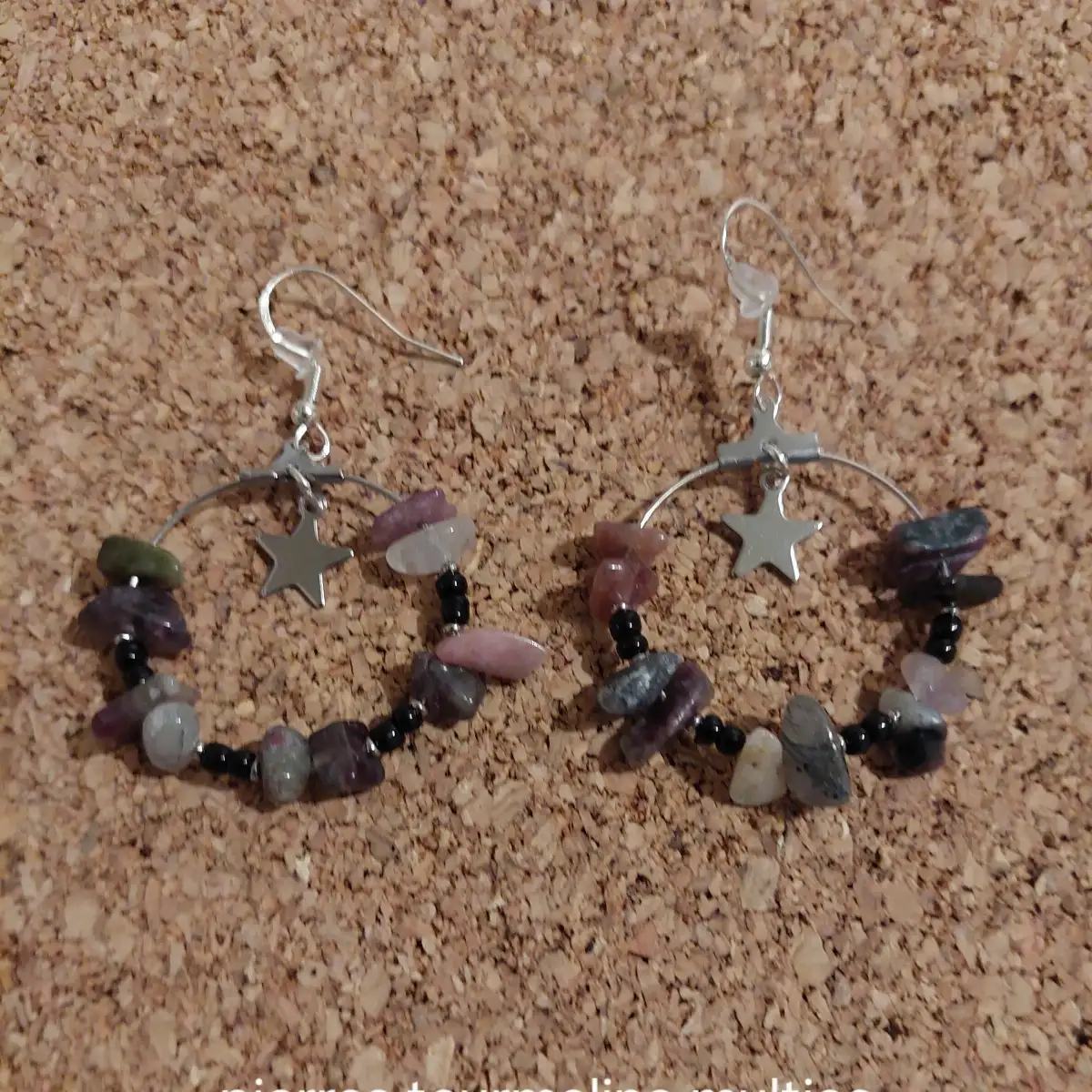 boucle d'oreille créole tourmaline multico
