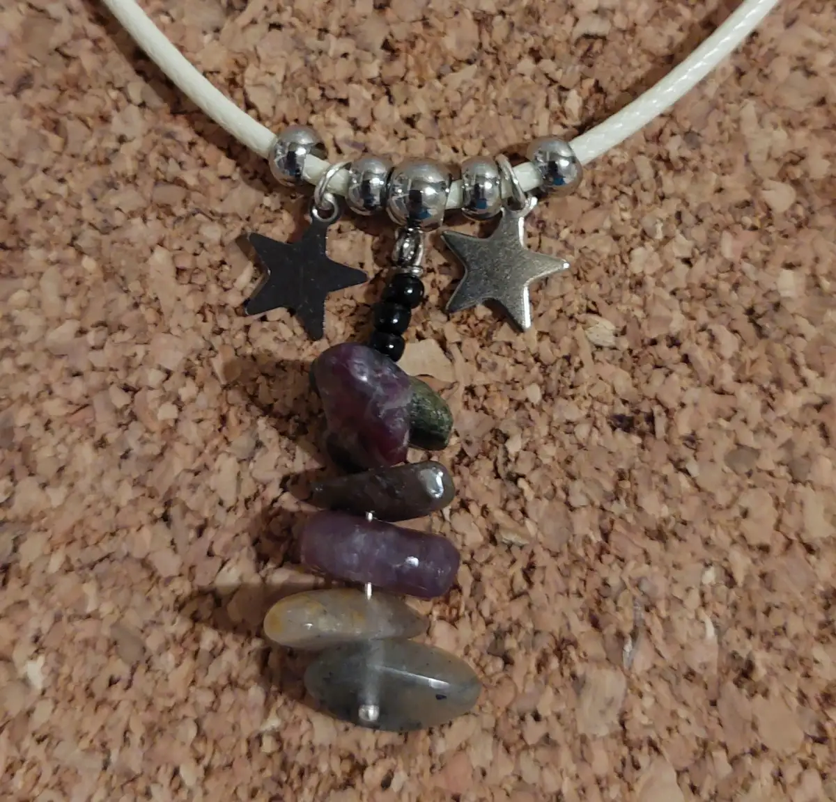 collier cordon pierre tourmaline multico