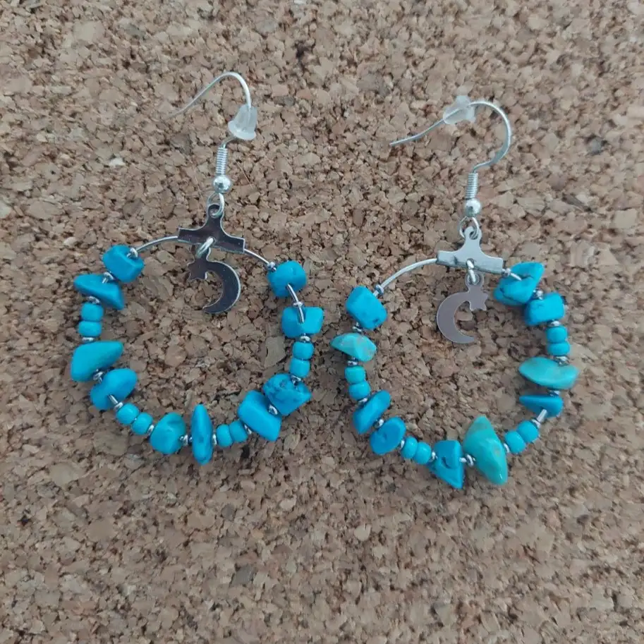 Boucle d'oreille créole Howlite bleu