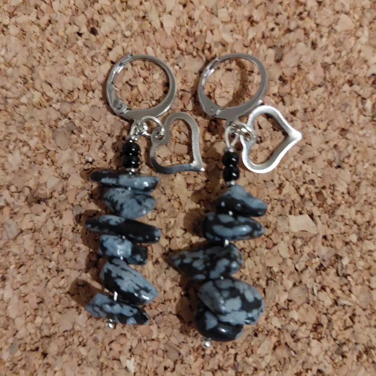 boucle d'oreille longue flocon de neige