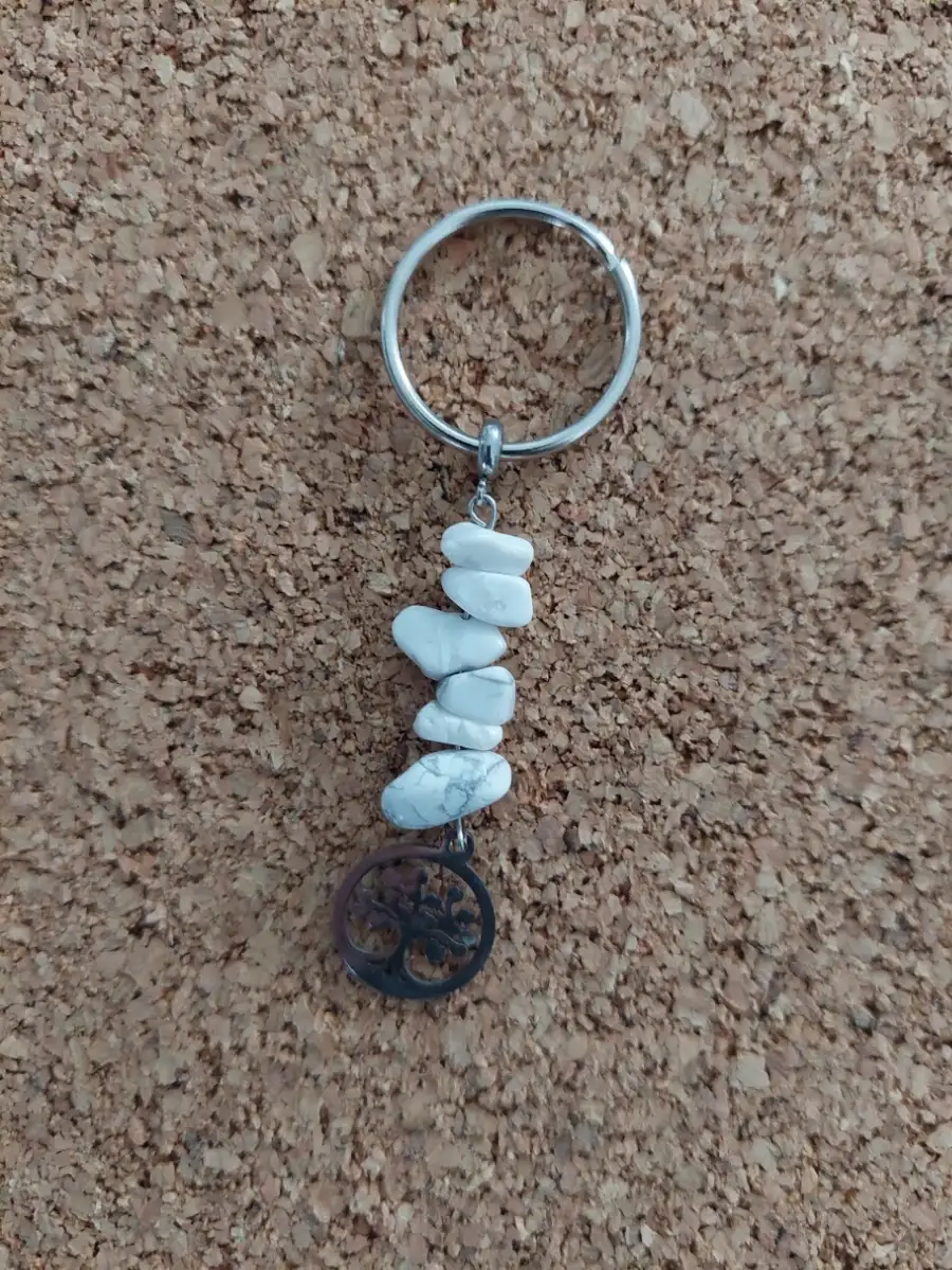 porte clé howlite blanc