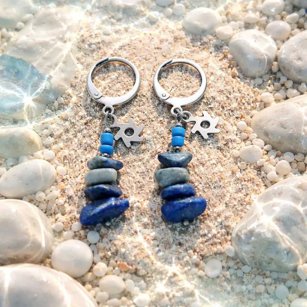 boucle d'oreille longue lapis lazuli