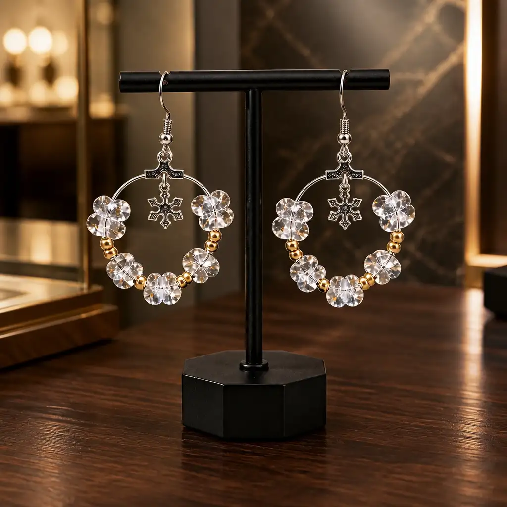 boucle d'oreille créole cristal de roche