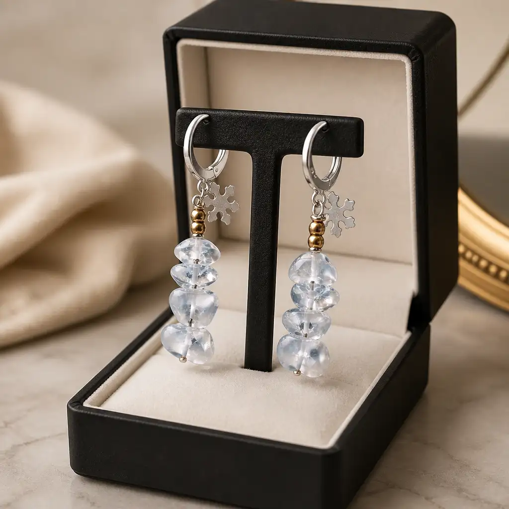 boucle d'oreille longue cristal de roche