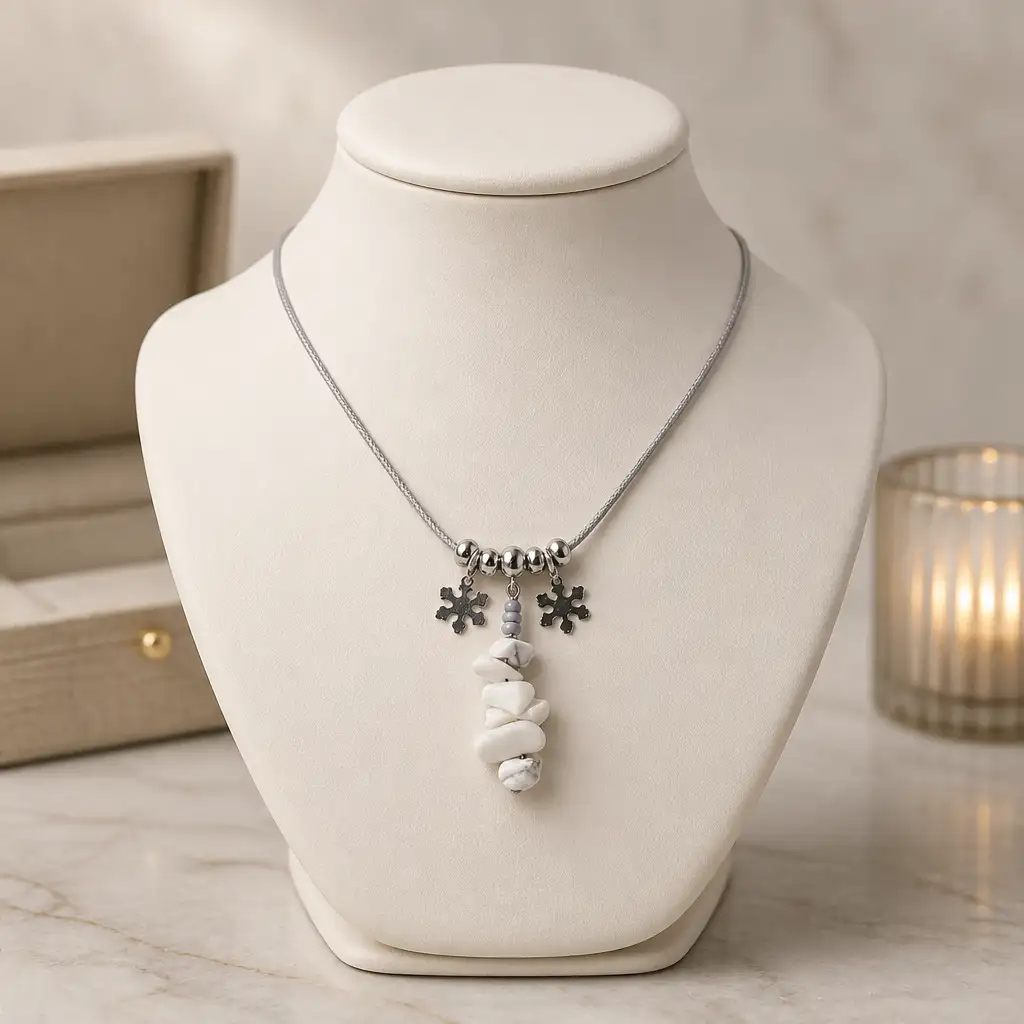 collier cordon howlite blanche