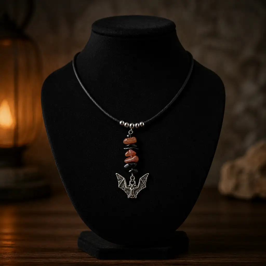 collier cordon chauve souris