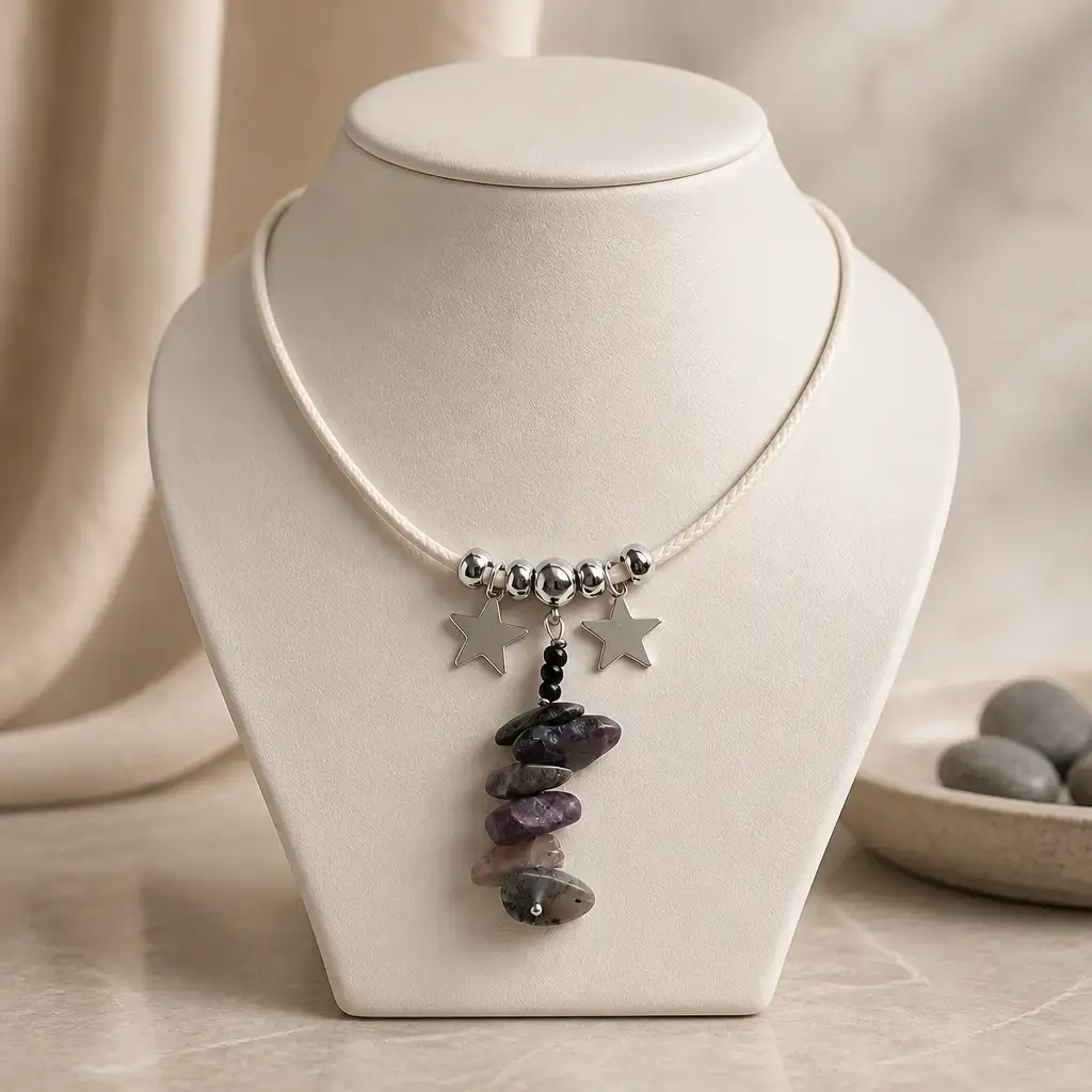collier cordon pierre tourmaline multico