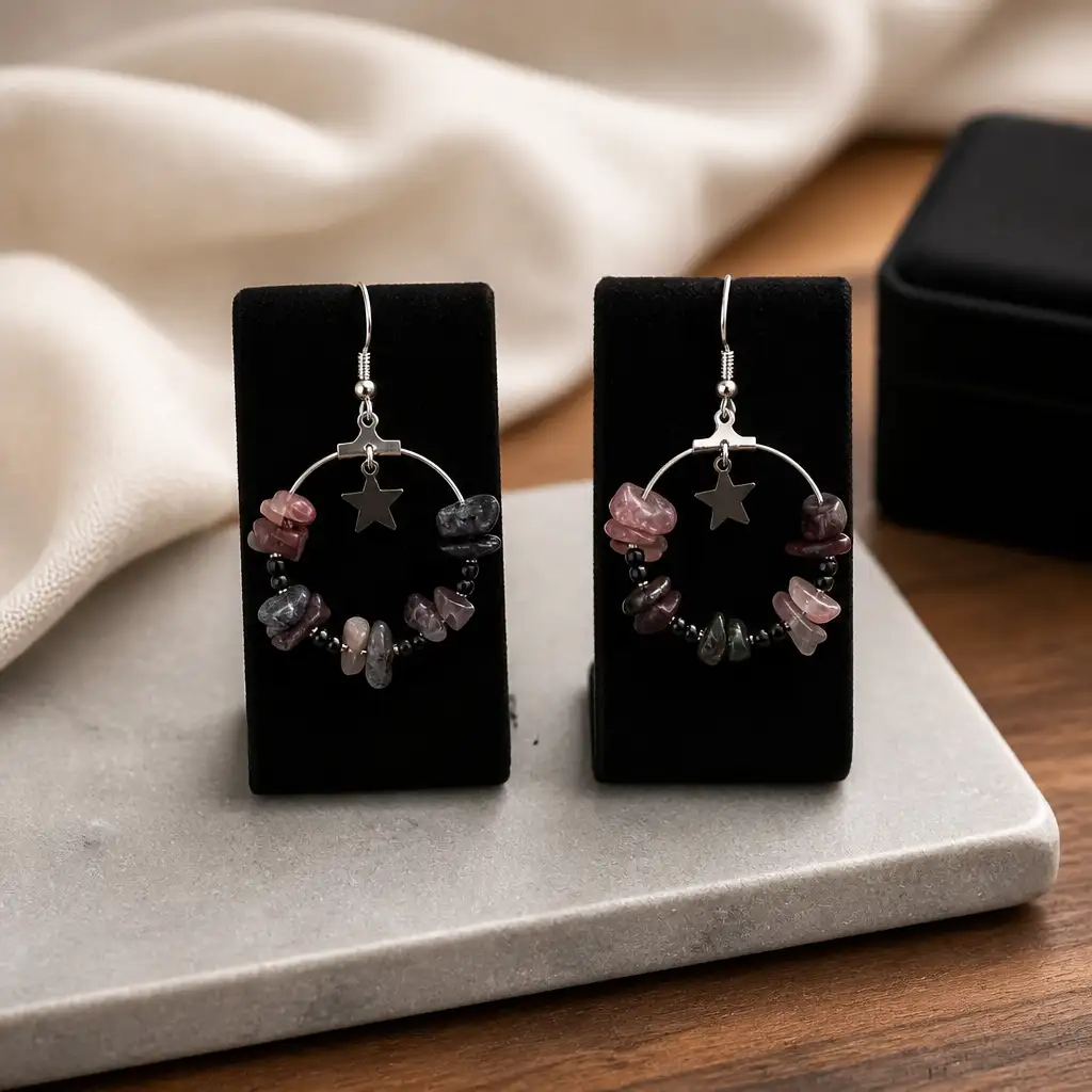 boucle d'oreille créole tourmaline multico