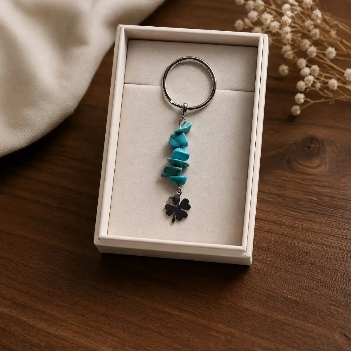 Porte clé Howlite bleu