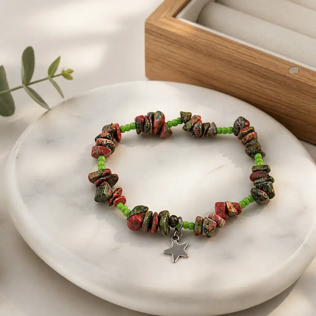Bracelet pierre Unakite