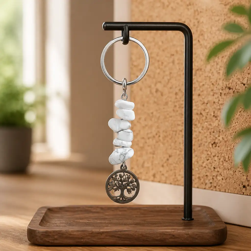 porte clé howlite blanc