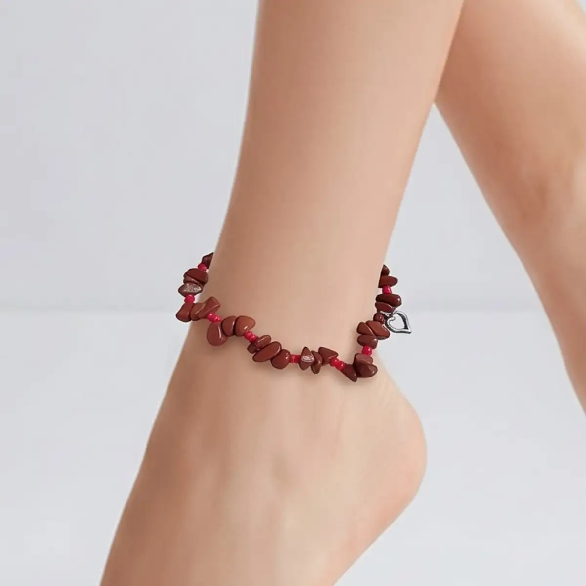 Cheville bracelet Jaspe rouge