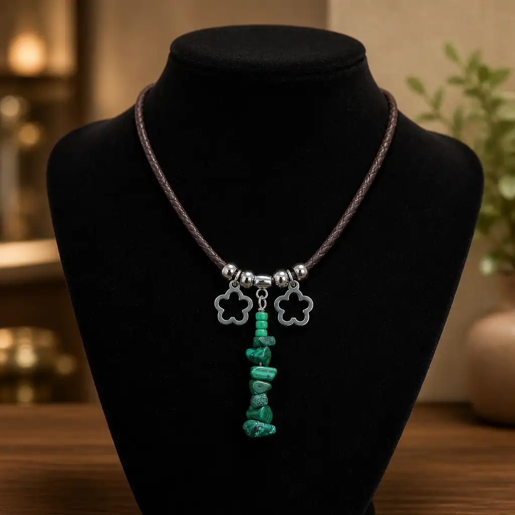 collier cordon malachite