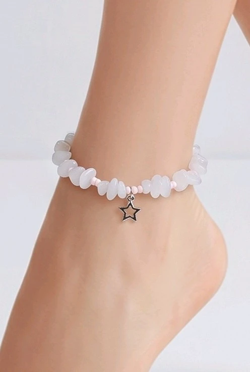 cheville bracelet quartz rose