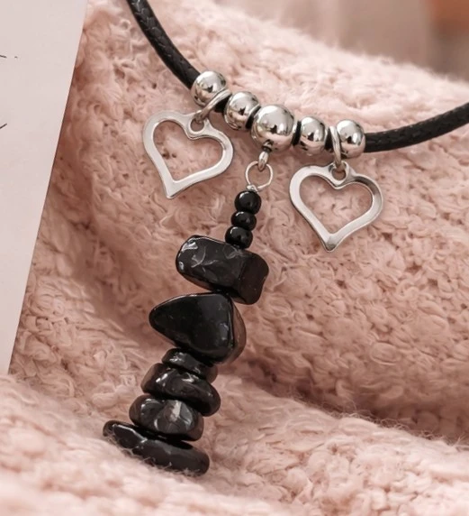 collier cordon tourmaline noire