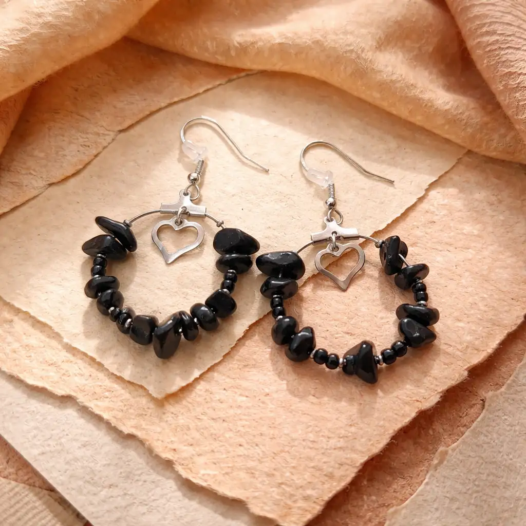 boucle d'oreille créole tourmaline noire