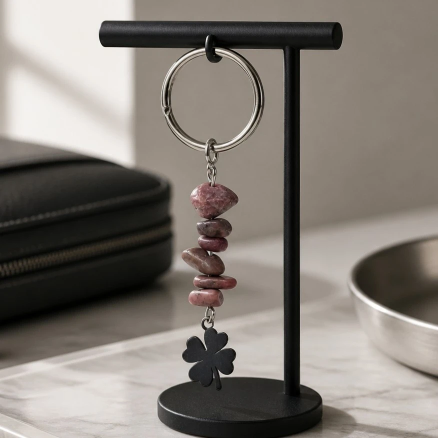 porte clé rhodonite