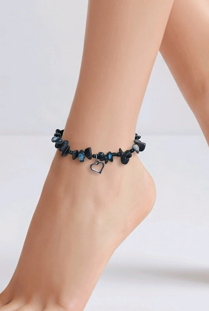cheville bracelet tourmaline noire