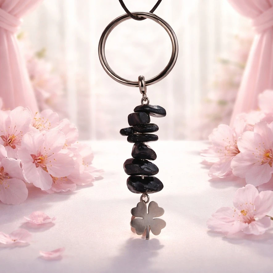 porte clé tourmaline noire