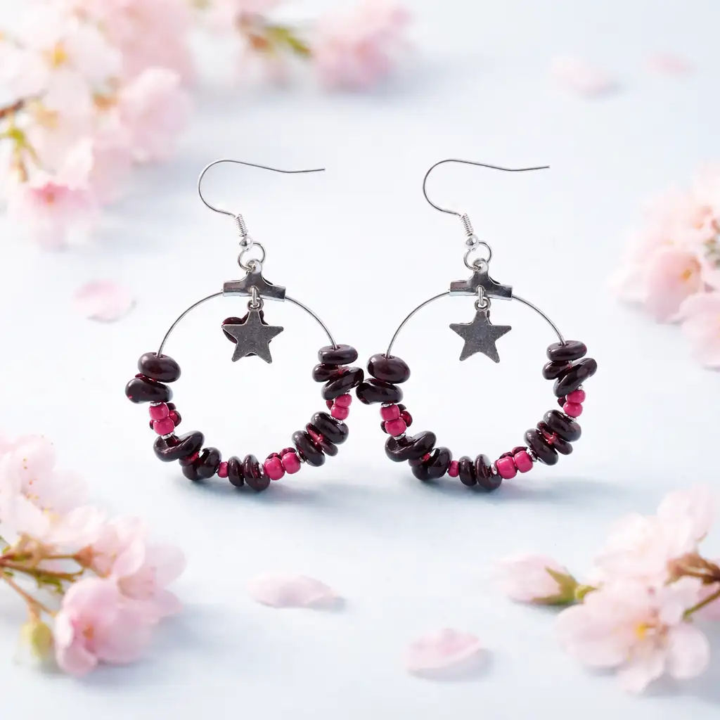 boucle d'oreille créole grenat