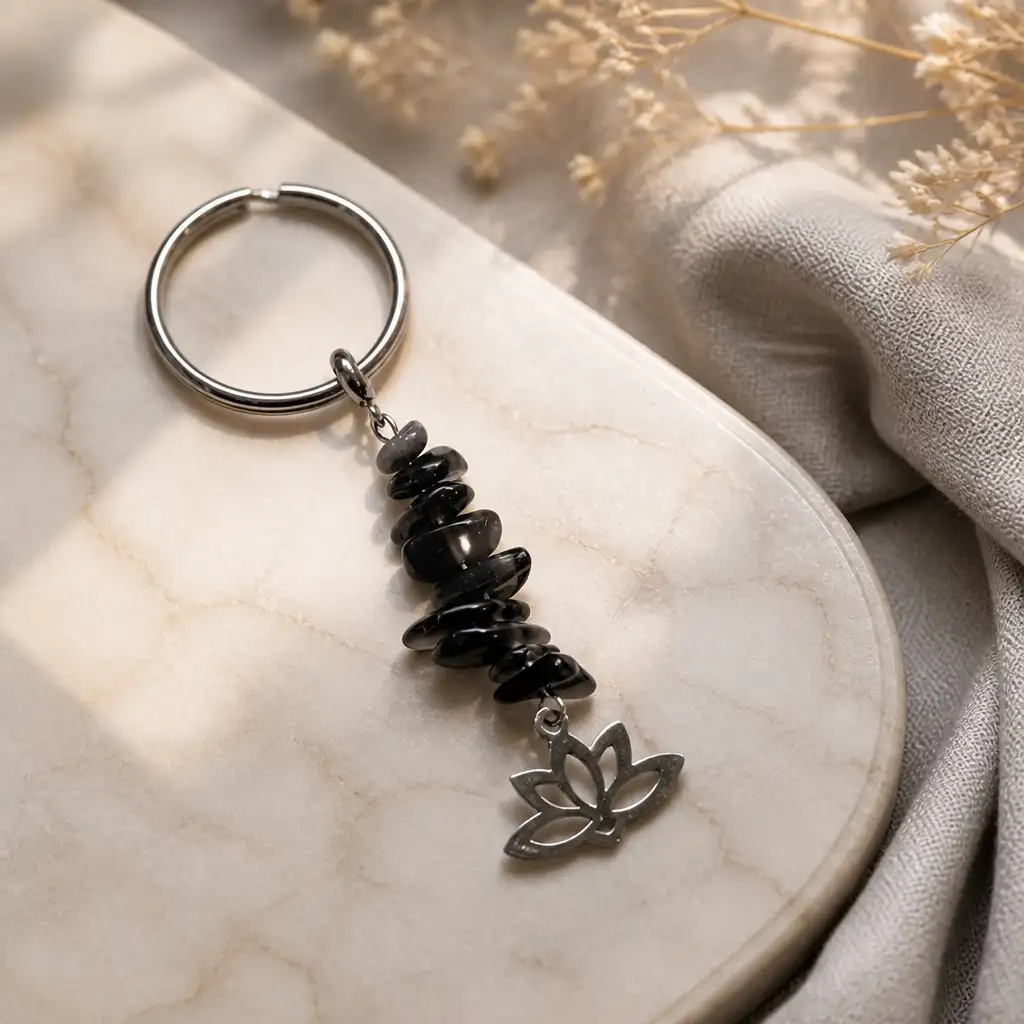 porte clé quartz fumé