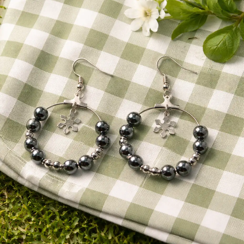 boucle d'oreille créole hématite