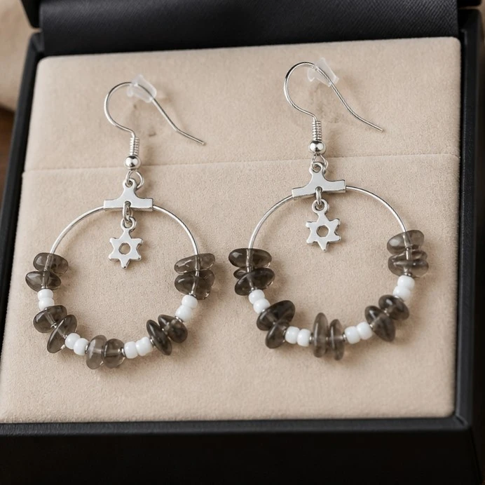 Boucles oreille créoles QUARTZ FUME