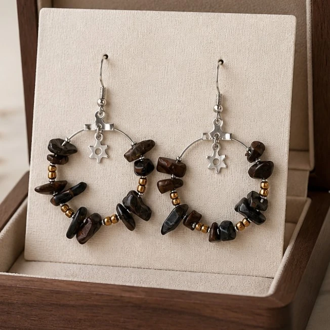 boucle d'oreille œil de tigre