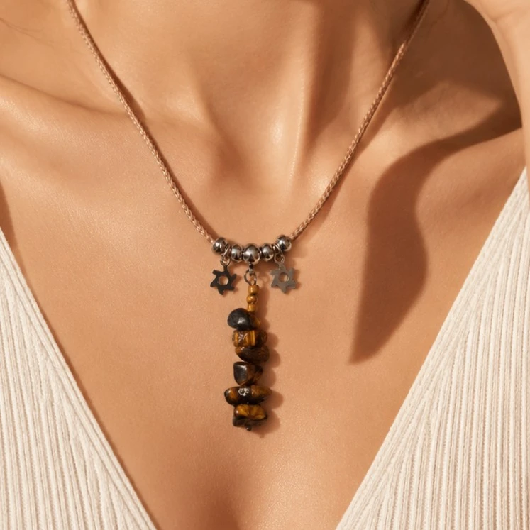 collier cordon œil de tigre