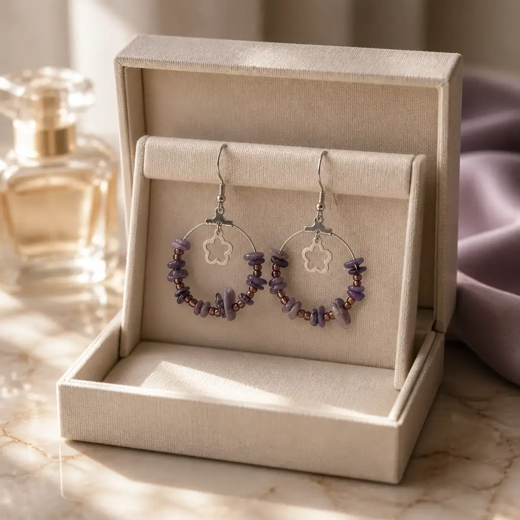 boucle doreille créole charoite