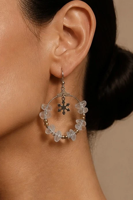 boucle d'oreille créole cristal de roche