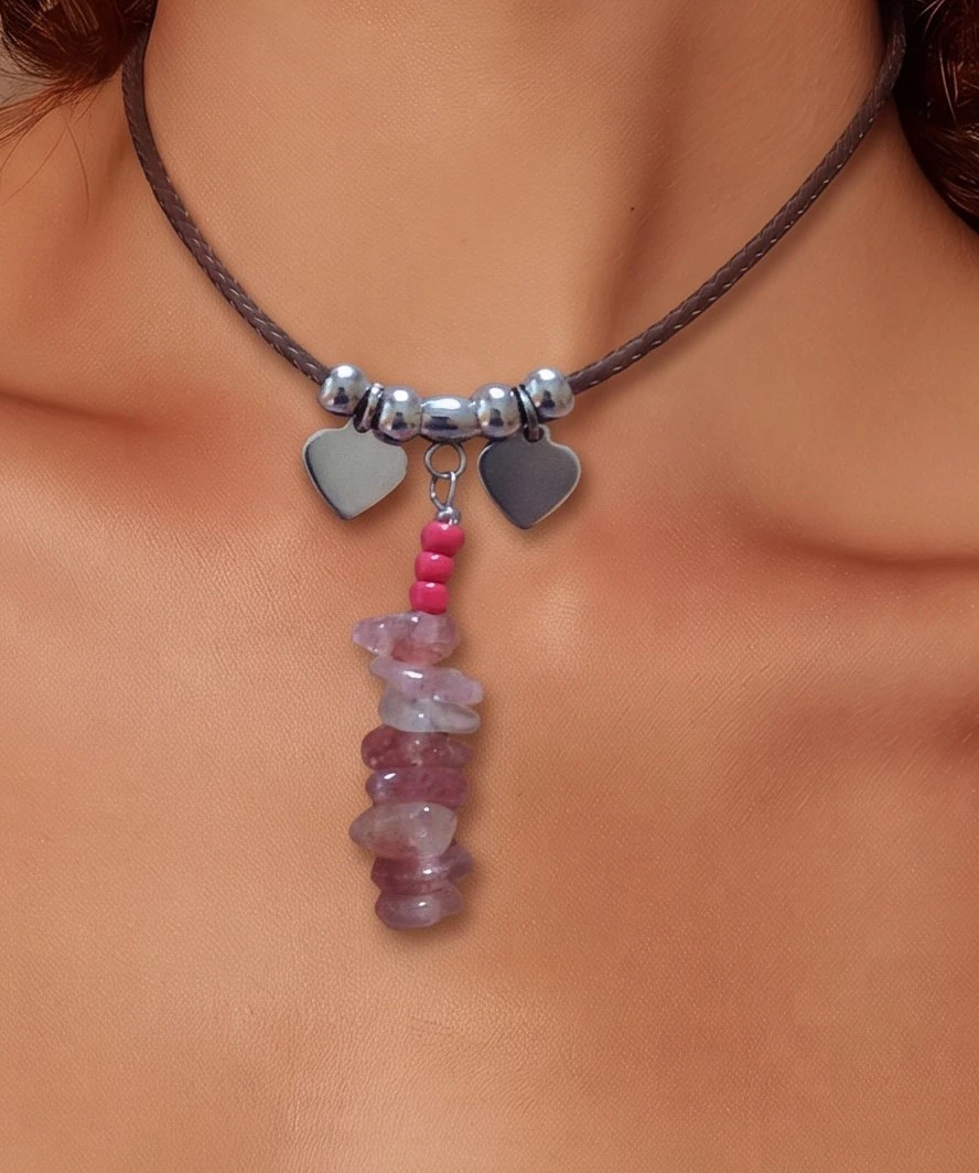 collier  quartz fraise
