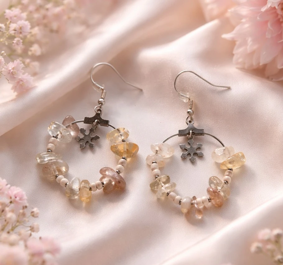 Boucles oreille créoles citrine flocon