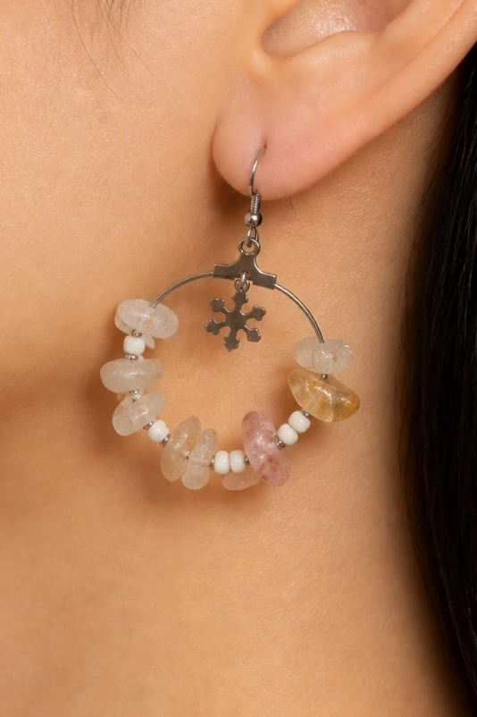 Boucles oreille créoles citrine flocon