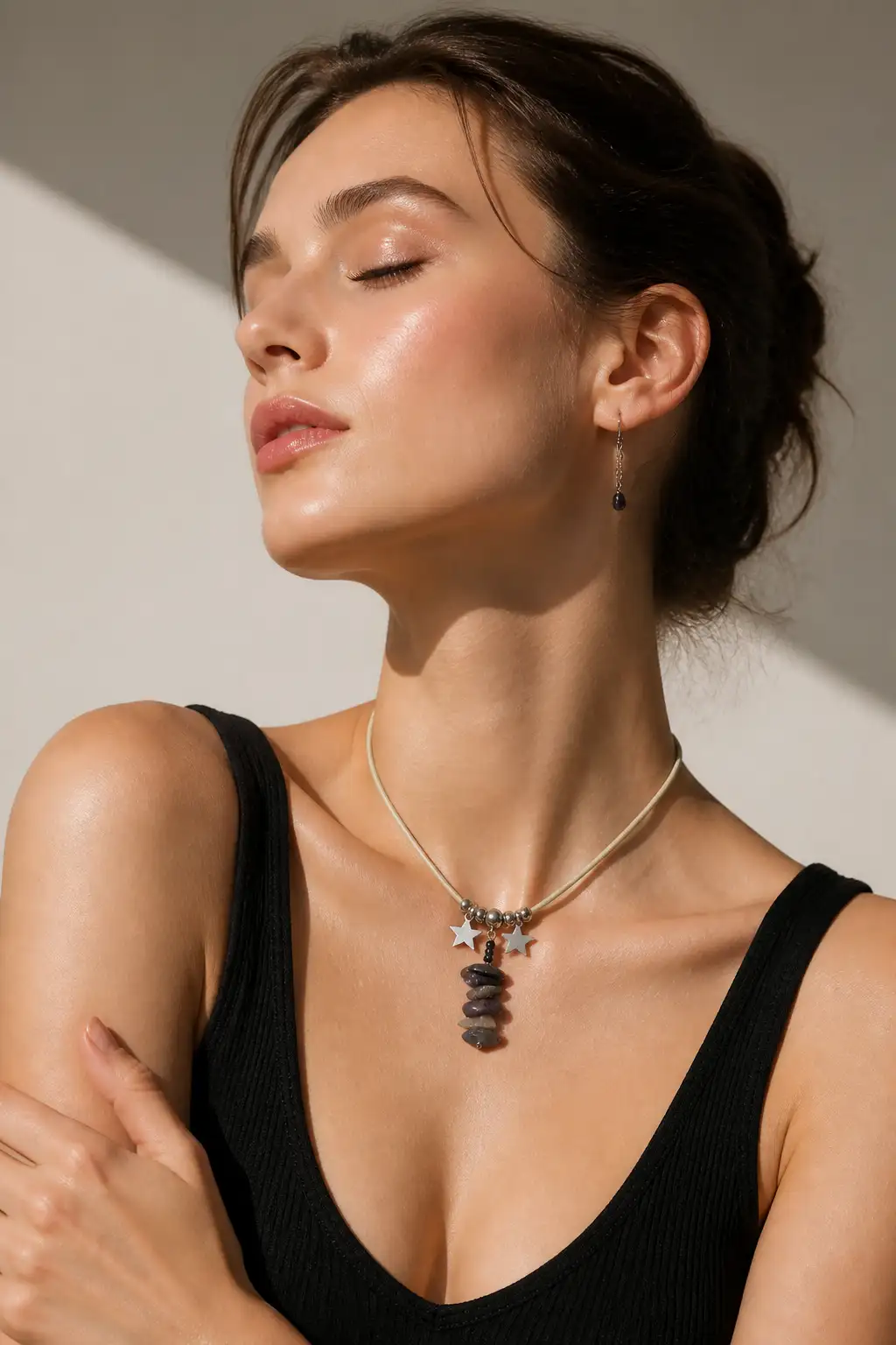 collier cordon pierre tourmaline multico