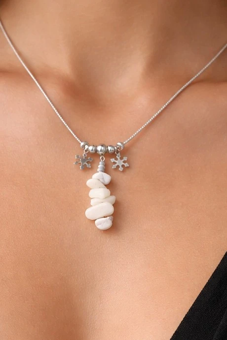 collier cordon howlite blanche