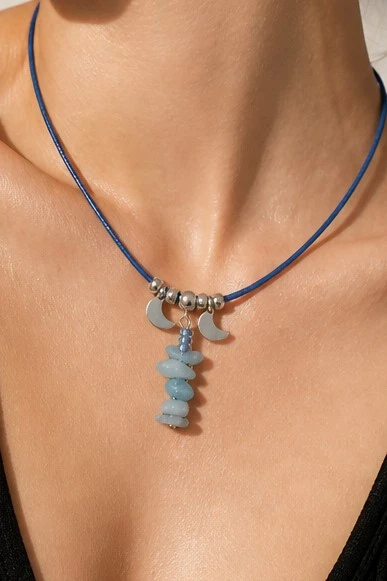 collier cordon aigue-marine