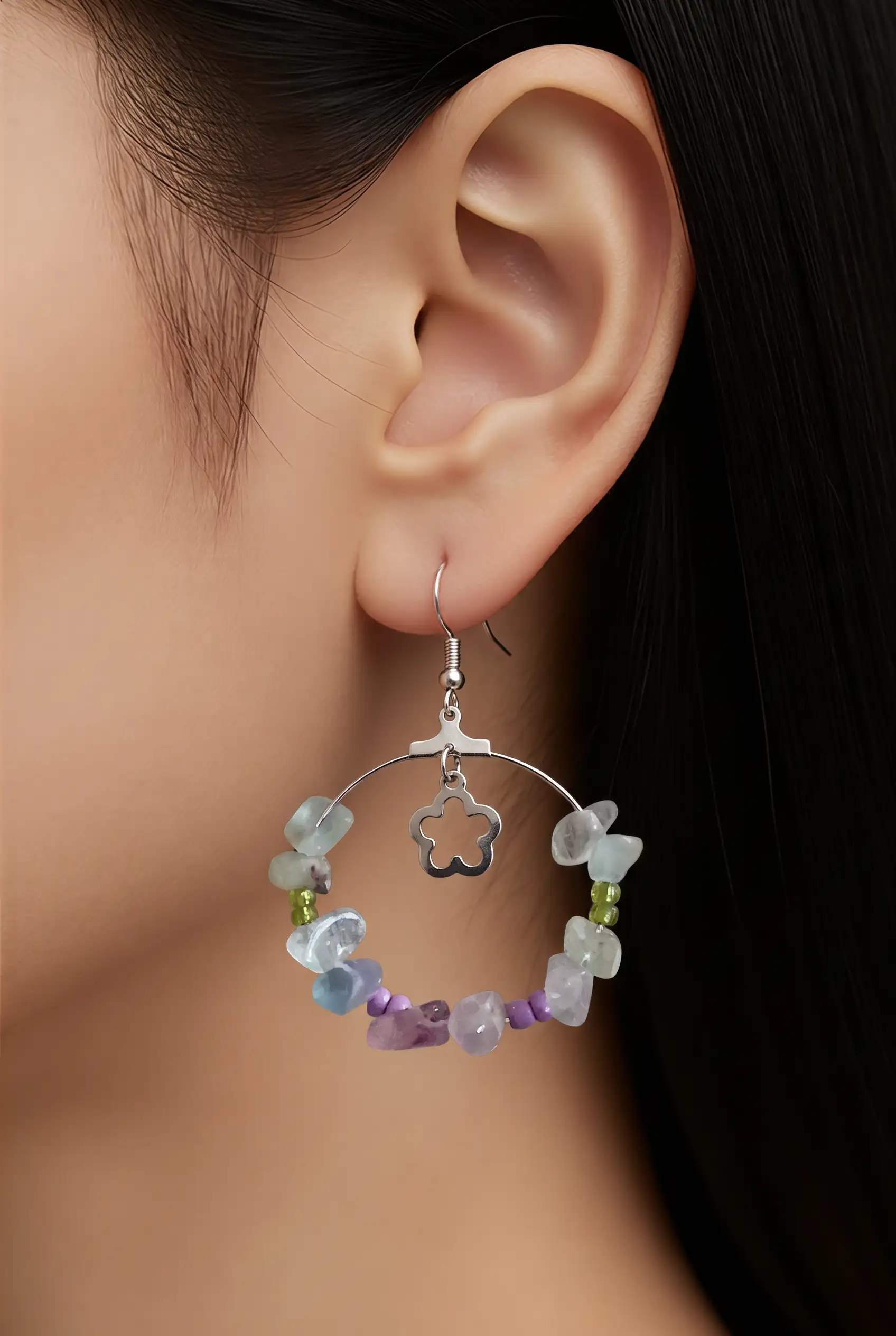 boucle d'oreille créole fluorite