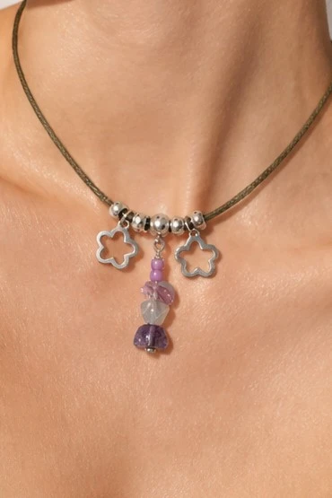 collier cordon fluorite deux fleures