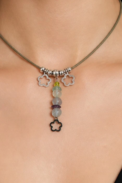 collier cordon fluorite trois fleures